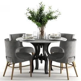Ashford task chair with hobbs round dining table marble top